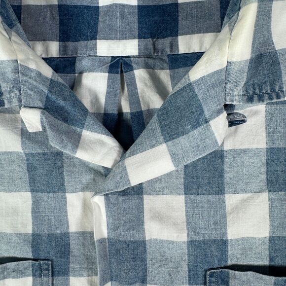 Polo Ralph Lauren Shirt Mens Medium Blue Plaid Short Sleeve Camp Loop Collar - Picture 4 of 12